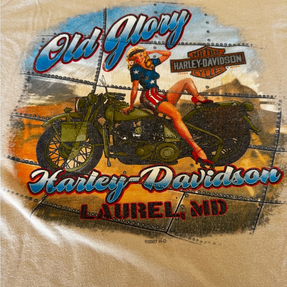 Harley Davidson Laurel MD Pin Up Tee XL Made USA🏍️